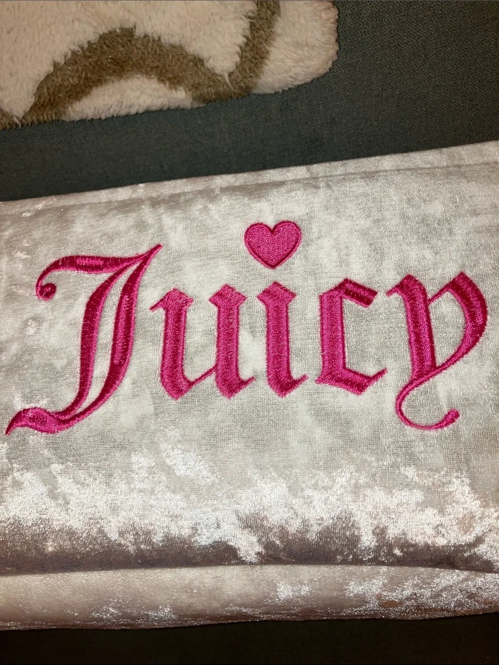 🩷Juicy Couture crushed velvet logo storage bin with handles NWT